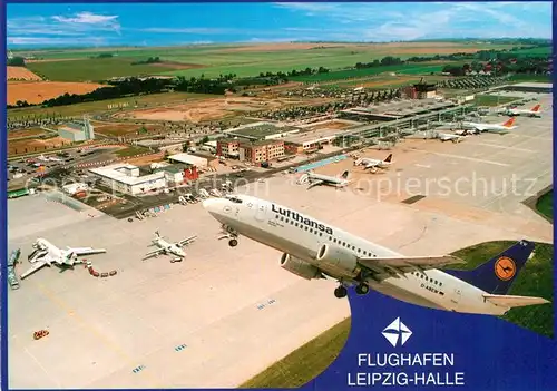 AK / Ansichtskarte Lufthansa Fliegeraufnahme Flughafen Leipzig Halle  Lufthansa