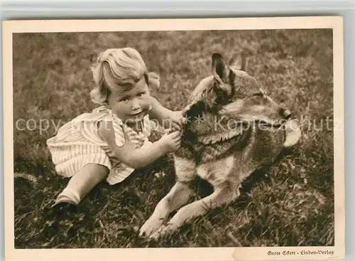AK / Ansichtskarte Schaeferhunde Kind Grete Eckert Linden Verlag  Schaeferhunde