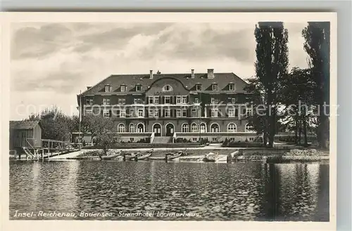 AK / Ansichtskarte Insel_Reichenau Strandhotel Loechnerhaus Ansicht vom See aus Insel Reichenau