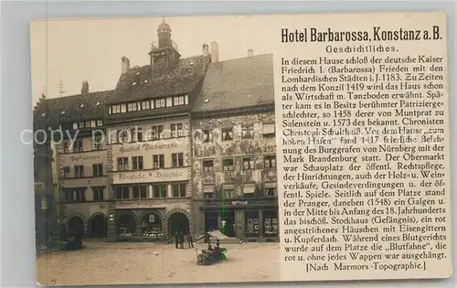 AK / Ansichtskarte Konstanz_Bodensee Historisches Gebaeude Hotel Barbarossa Geschichte Konstanz_Bodensee