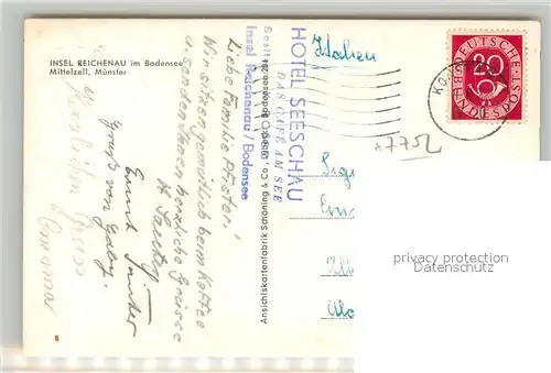 AK / Ansichtskarte Mittelzell Blick zum Muenster Mittelzell