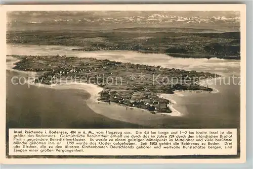 AK / Ansichtskarte Insel_Reichenau Fliegeraufnahme Kosmos Chronik Karte Insel Reichenau