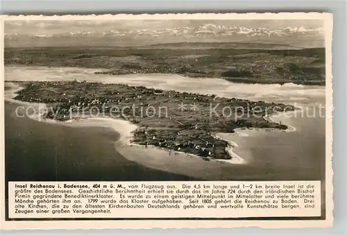 AK / Ansichtskarte Insel_Reichenau Fliegeraufnahme Kosmos Chronik Karte Insel Reichenau