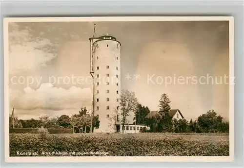 AK / Ansichtskarte Konstanz_Bodensee Aussichtsturm mit Jugendherberge Konstanz_Bodensee