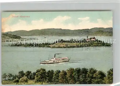 AK / Ansichtskarte Insel_Mainau Panorama Dampfer Kuenstlerkarte Insel Mainau