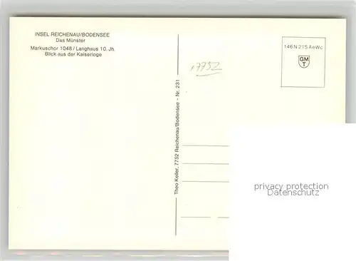 AK / Ansichtskarte Insel_Reichenau Muenster Innenansicht Markuschor Langhaus Kaiserloge Insel Reichenau