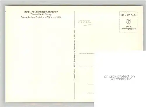 AK / Ansichtskarte Oberzell_Reichenau St Georg Kirche Romanisches Portal und Tuere von 1620 Oberzell Reichenau
