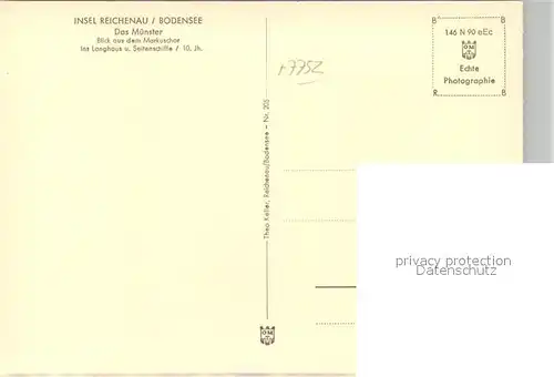 AK / Ansichtskarte Insel_Reichenau Muenster Langhaus Seitenschiffe 10. Jhdt. Blick aus dem Markuschor Insel Reichenau