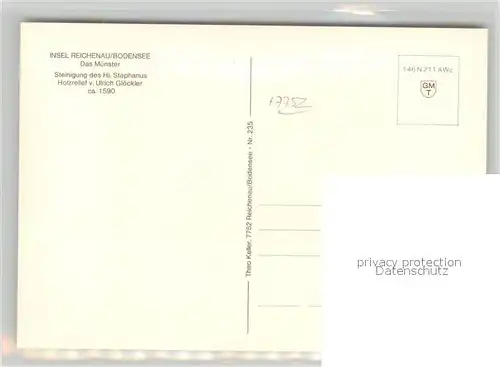 AK / Ansichtskarte Insel_Reichenau Muenster Holzrelief von Ulrich Gloeckler 16. Jhdt. Insel Reichenau