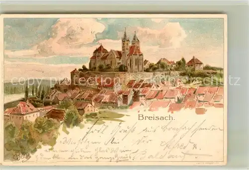 AK / Ansichtskarte Breisach_Rhein Stadtbild mit Muenster Kuenstlerkarte Deutsche Reichspost Breisach Rhein