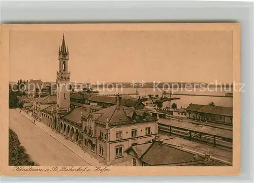 AK / Ansichtskarte Konstanz_Bodensee Bahnhof und Hafen Konstanz_Bodensee