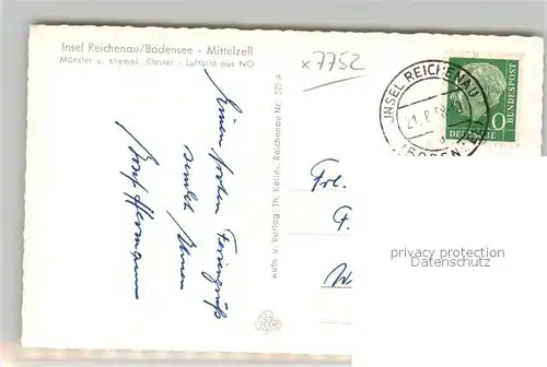 AK / Ansichtskarte Mittelzell Muenster und ehemaliges Kloster Fliegeraufnahme Mittelzell