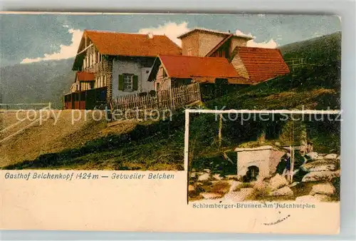 AK / Ansichtskarte Gebweiler_Elsass Gasthof Belchenkopf Schlumberger Brunnen am Judenhutplan Gebweiler_Elsass