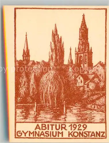 AK / Ansichtskarte Konstanz_Bodensee Abitur Gymnasium 1929 Muenster Kuenstlerkarte Konstanz_Bodensee