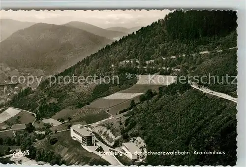 AK / Ansichtskarte Hornberg_Schwarzwald Krankenhaus Fliegeraufnahme Hornberg Schwarzwald