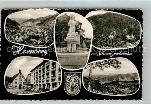 AK / Ansichtskarte Hornberg_Schwarzwald Panorama Schlossberg Hotel B&#228;ren Rathaus Blick vom B?chereck  Hornberg Schwarzwald