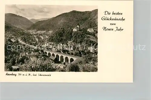 AK / Ansichtskarte Hornberg_Schwarzwald Panorama Viadukt Neujahrsw?nsche Hornberg Schwarzwald