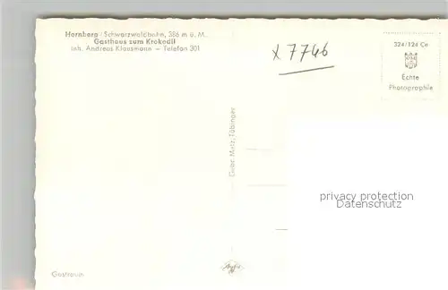 AK / Ansichtskarte Hornberg_Schwarzwald Gasthaus zum Krokodil Speisesaal Hornberg Schwarzwald