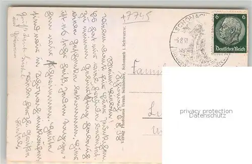 AK / Ansichtskarte Schonach_Schwarzwald Panorama Schonach Schwarzwald