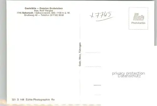 AK / Ansichtskarte Schonach_Schwarzwald Gastst&#228;tte Pension Grubstuben Speisesaal Schonach Schwarzwald