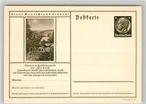 AK / Ansichtskarte Schonach_Schwarzwald Panorama Schonach Schwarzwald