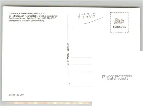 AK / Ansichtskarte Schonach_Schwarzwald Rohrhardsberg Gasthaus Wilhelmsh&#246;he Winter Schonach Schwarzwald