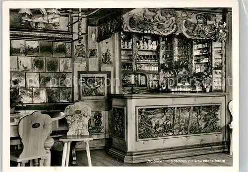 AK / Ansichtskarte Schonach_Schwarzwald Gasthaus zur Schwedenschanze Sch&#228;nke Schonach Schwarzwald