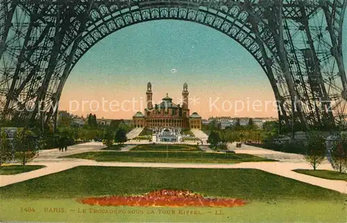 AK / Ansichtskarte Paris Le Trocadero sous la Tour Eiffel Paris