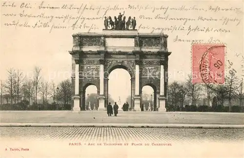 AK / Ansichtskarte Paris Arc de Triomphe et Place du Carrousel Paris