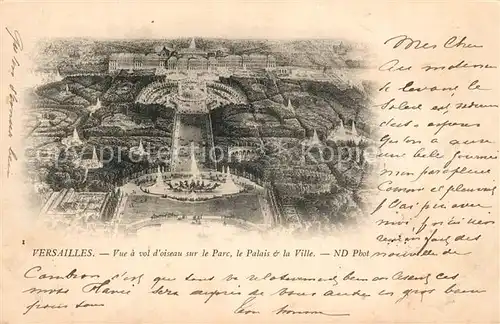 AK / Ansichtskarte Versailles_Yvelines Vue a vol doiseau sur le Parc Palais et la Ville Versailles_Yvelines