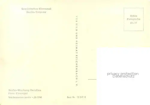 AK / Ansichtskarte Treptow_Berlin Sowjetisches Ehrenmal Treptow Berlin