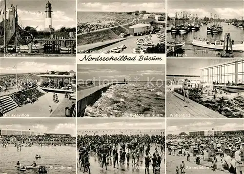 AK / Ansichtskarte Buesum_Nordseebad Hafen Leuchtturm Strand Mole Wellenbad Musikpavillon Wattwanderung  Buesum_Nordseebad