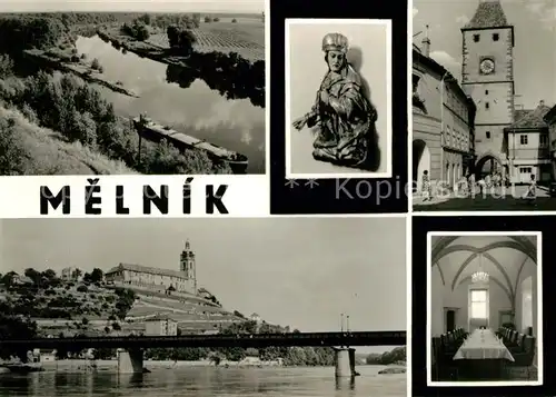 AK / Ansichtskarte Melnik_Tschechien Flusspartien Stadttor Melnik Tschechien