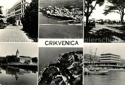 AK / Ansichtskarte Crikvenica_Kroatien Fliegeraufnahme Strand Hafen Kirche Crikvenica Kroatien