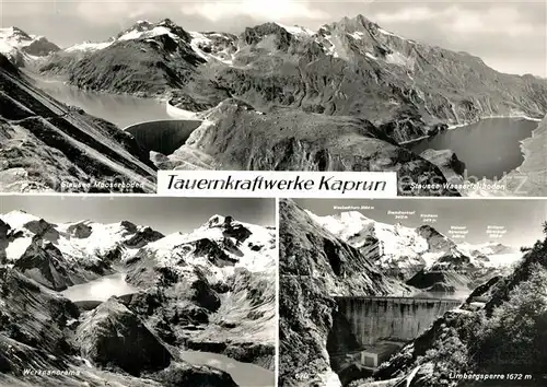 AK / Ansichtskarte Kaprun Tauernkraftwerk Stauseen Mooserboden und Wasserfallboden Limbergsperre Werkpanorama Kaprun