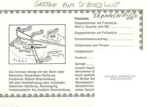 AK / Ansichtskarte Brannenburg Gasthof zum Schlosswirt Brannenburg