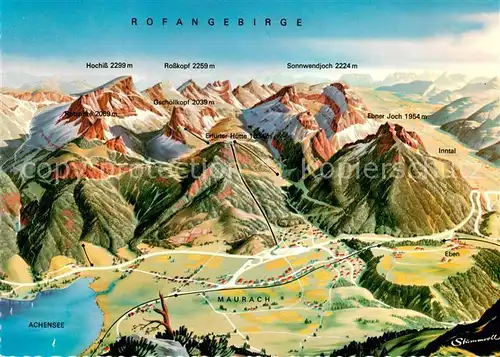 AK / Ansichtskarte Maurach_Achensee Ortungskarte Eben Sonnwendjoch Rosskopf Maurach Achensee