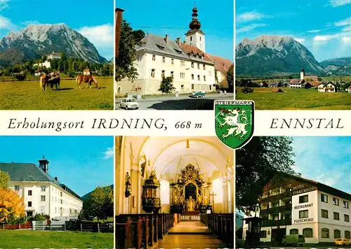 AK / Ansichtskarte Irdning Schloss Trautenfels Grimming Pfarrhof Kirche Hotel Finkenhof Irdning