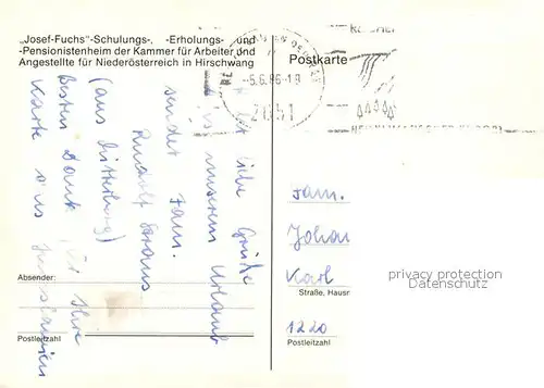 AK / Ansichtskarte Hirschwang_Rax Josef Fuchs Schuleungsheim Hirschwang Rax