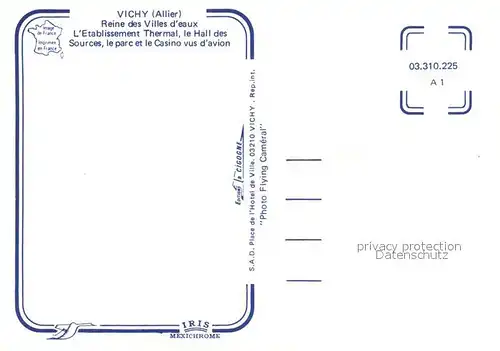 AK / Ansichtskarte Vichy_Allier Fliegeraufnahme Etablissement Thermal le Hall des Sources Vichy Allier