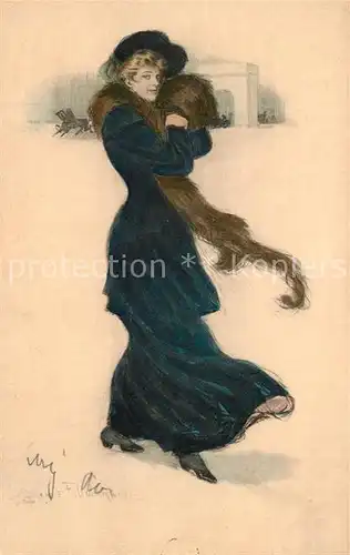 AK / Ansichtskarte Munk_M._Wien_Vienne_Nr. 377 Frau Schal Hut  Munk_M._Wien_Vienne_Nr.