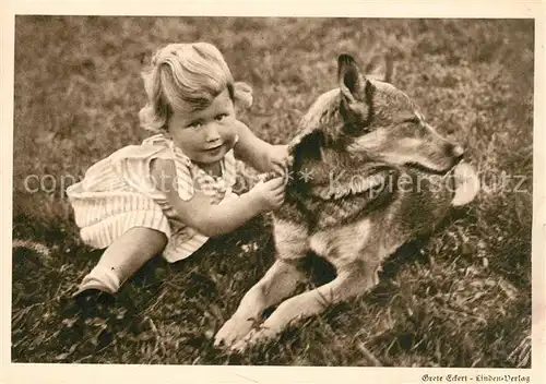 AK / Ansichtskarte Schaeferhunde Kind Grete Eckert Linden Verlag  Schaeferhunde