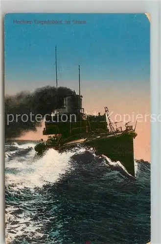 AK / Ansichtskarte Marine Hochsee Torpedoboot im Sturm  Marine