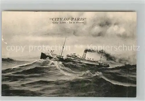 AK / Ansichtskarte Dampfer_Oceanliner City of Paris Storm  Dampfer Oceanliner