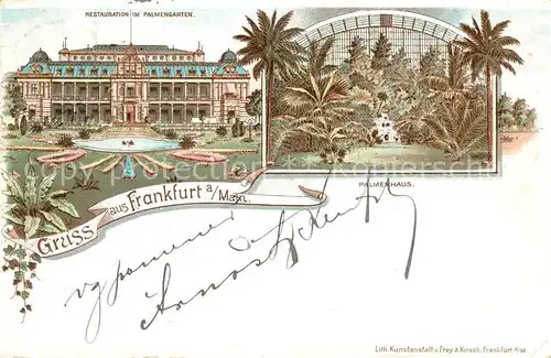 AK / Ansichtskarte Frankfurt_Main Restauration im Palmengarten Palmenhaus Litho Frankfurt Main