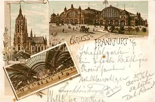 AK / Ansichtskarte Frankfurt_Main Dom Hauptbahnhof Litho Deutsche Reichspost Frankfurt Main