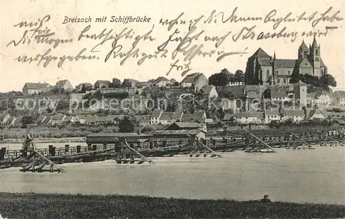 AK / Ansichtskarte Breisach_Rhein Schiffbruecke Blick zum Muenster Breisach Rhein