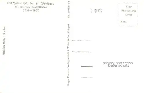 AK / Ansichtskarte Staufen_Breisgau Ortsansicht mit Kirche Fauststadt Blick zur Burg Staufen Breisgau