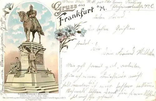AK / Ansichtskarte Frankfurt_Main Kaiser Wilhelm I Denkmal Reiterstandbild Deutsche Reichspost Frankfurt Main