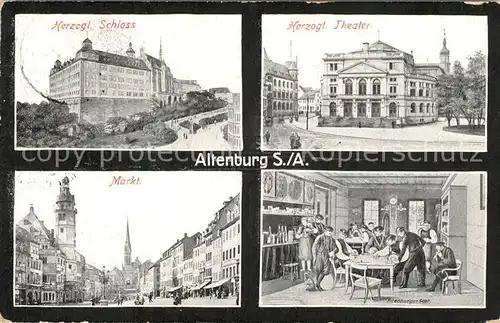 AK / Ansichtskarte Altenburg_Thueringen Herzogliches Schloss Theater Marktplatz Skatrunde Altenburg Thueringen